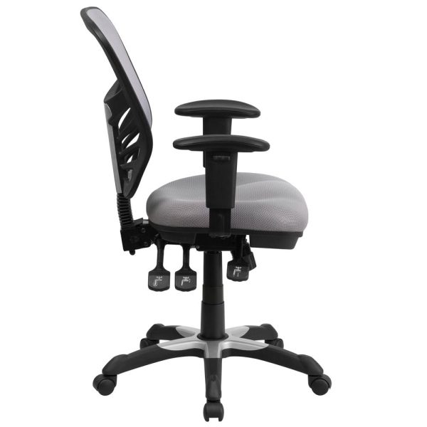 Mid-Back Gray Mesh Multifunction Executive Swivel Ergonomic Office Chair With Adjustable Arms By Flash Furniture on Sale - Image 3