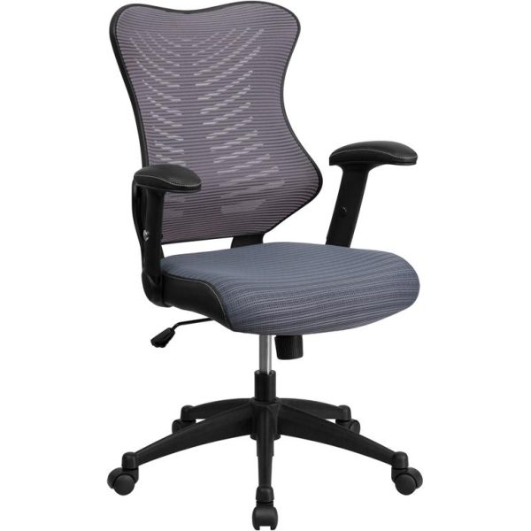 High Back Designer Gray Mesh Executive Swivel Ergonomic Office Chair With Adjustable Arms By Flash Furniture Hot on Sale