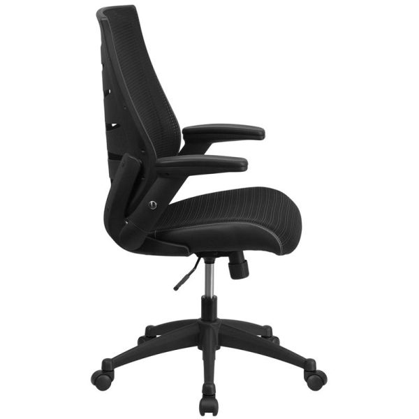 High Back Designer Black Mesh Executive Swivel Ergonomic Office Chair With Height Adjustable Flip-Up Arms By Flash Furniture Hot on Sale - Image 2