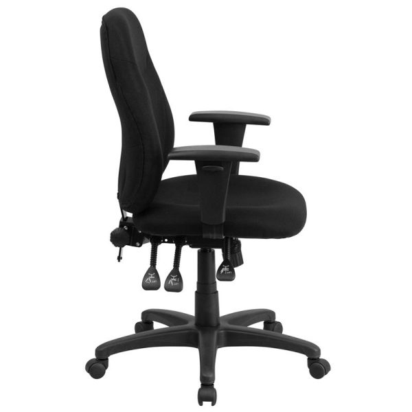Mid-Back Black Fabric Multifunction Swivel Ergonomic Task Office Chair With Adjustable Arms By Flash Furniture For Cheap - Image 2