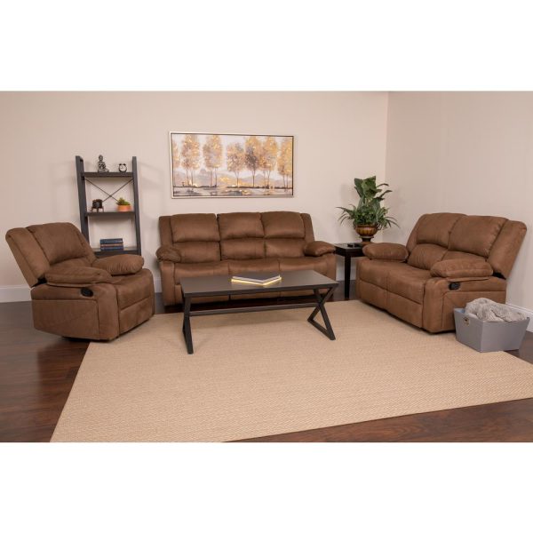 Harmony Series Chocolate Brown Microfiber Reclining Sofa Set By Flash Furniture Supply - Image 2
