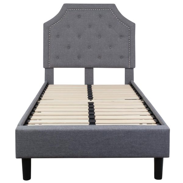Brighton Twin Size Tufted Upholstered Platform Bed In Light Gray Fabric By Flash Furniture Online now - Image 2