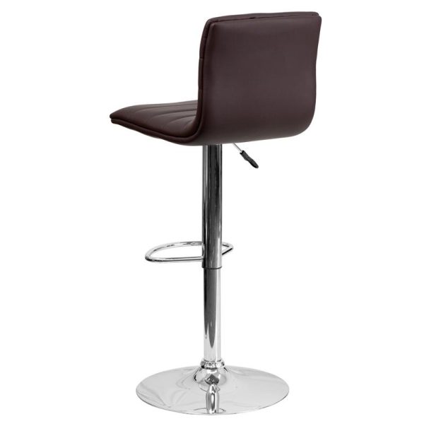 Modern Brown Vinyl Adjustable Bar Stool With Back, Counter Height Swivel Stool With Chrome Pedestal Base By Flash Furniture Online Sale - Image 3