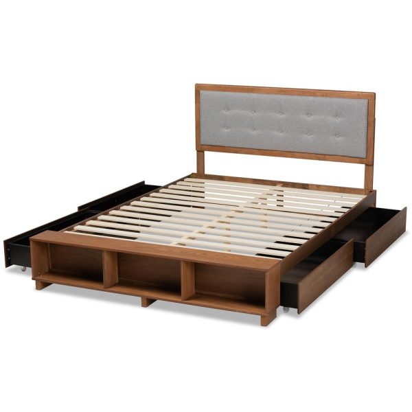 Baxton Studio Cosma Modern Transitional Ash Walnut Brown Finished Wood 4-Drawer Queen Size Platform Storage Bed Online - Image 4