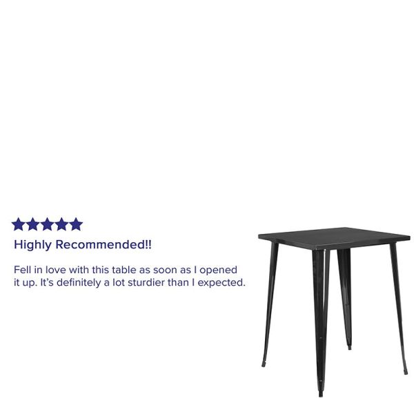 Commercial Grade 31.5  Square Black Metal Indoor-Outdoor Bar Height Table By Flash Furniture For Discount - Image 4