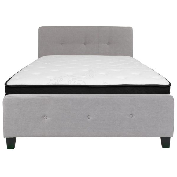 Tribeca Full Size Tufted Upholstered Platform Bed In Light Gray Fabric With Memory Foam Mattress By Flash Furniture Online - Image 3