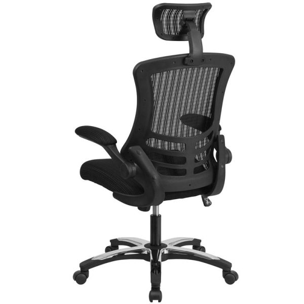 High-Back Black Mesh Swivel Ergonomic Executive Office Chair With Flip-Up Arms And Adjustable Headrest, Bifma Certified By Flash Furniture Fashion - Image 3
