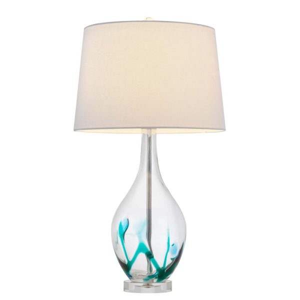 150W 3 Way Harlan Glass Table Lamp With Hardback Taper Drum Fabric Shade By Cal Lighting Cheap - Image 2