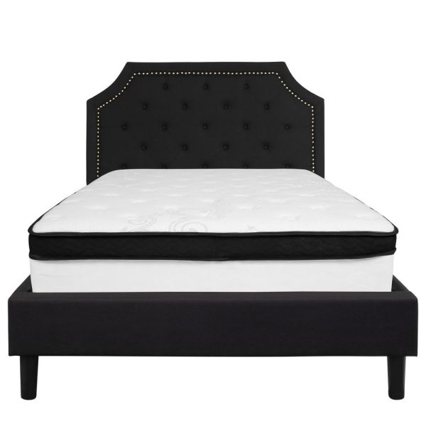 Brighton Full Size Tufted Upholstered Platform Bed In Black Fabric With Memory Foam Mattress By Flash Furniture Online Hot Sale - Image 3