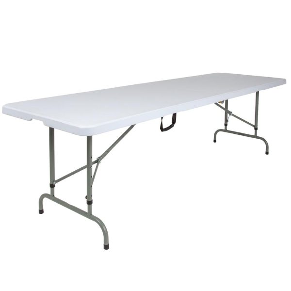 8-Foot Height Adjustable Bi-Fold Granite White Plastic Banquet And Event Folding Table With Carrying Handle By Flash Furniture Online