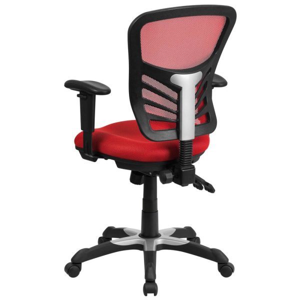 Mid-Back Red Mesh Multifunction Executive Swivel Ergonomic Office Chair With Adjustable Arms By Flash Furniture For Discount - Image 2