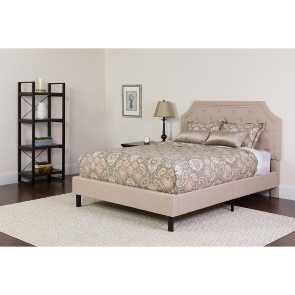 Brighton Twin Size Tufted Upholstered Platform Bed In Beige Fabric By Flash Furniture Fashion