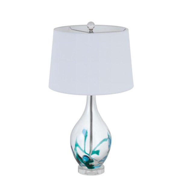 150W 3 Way Harlan Glass Table Lamp With Hardback Taper Drum Fabric Shade By Cal Lighting Cheap - Image 3