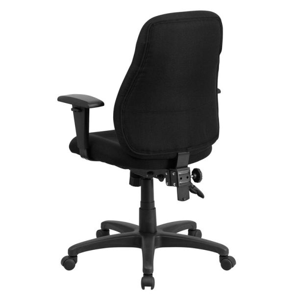 Mid-Back Black Fabric Multifunction Swivel Ergonomic Task Office Chair With Adjustable Arms By Flash Furniture For Cheap - Image 3
