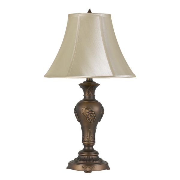 100W Cavan Aluminum Casted Table Lamp With Softback Faux Silk Shade By Cal Lighting For Discount