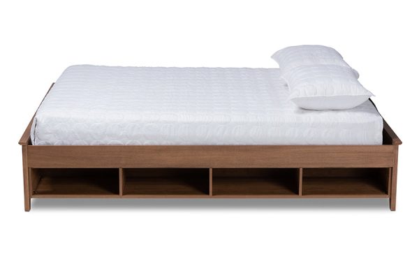 Baxton Studio Anders Traditional and Rustic Ash Walnut Brown Finished Wood King Size Platform Storage Bed Frame with Built-In Shelves Supply - Image 3