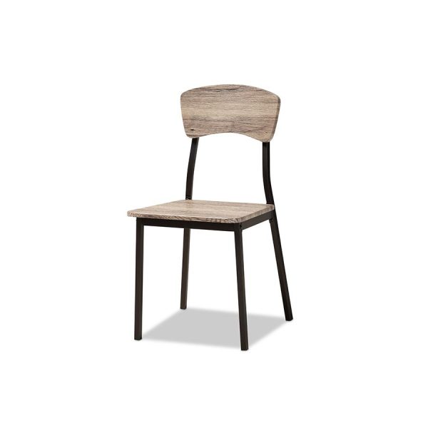 Baxton Studio Marcus Modern Industrial Oak Brown Finished Wood and Black Metal 4-Piece Dining Chair Set Supply - Image 3