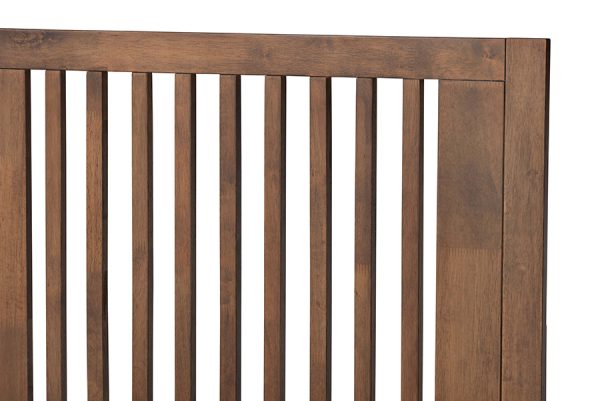 Baxton Studio Takeo Mid-Century Modern Transitional Ash Walnut Finished Wood Queen Size Platform Bed Discount - Image 5