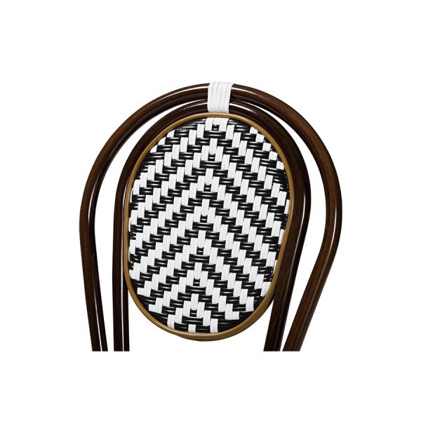 Baxton Studio Alaire Classic French Black and White Weaving and Dark Brown Metal 2-Piece Outdoor Dining Chair Set Hot on Sale - Image 4