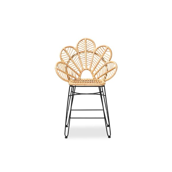 Baxton Studio Garan Modern Bohemian Natural Brown Rattan and Black Metal Counter Stool For Discount - Image 2