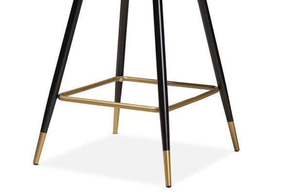 Baxton Studio Preston Modern Luxe and Glam Black Velvet Fabric Upholstered and Two-Tone Black and Gold Finished Metal 2-Piece Bar Stool Set Discount - Image 3