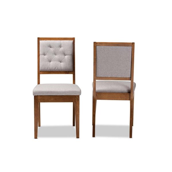 Baxton Studio Gideon Modern and Contemporary Grey Fabric Upholstered and Walnut Brown Finished Wood 2-Piece Dining Chair Set Discount - Image 3