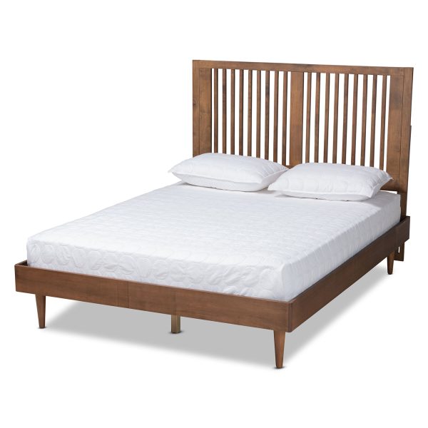 Baxton Studio Kioshi Mid-Century Modern Transitional Ash Walnut Finished Wood Full Size Platform Bed Online Sale