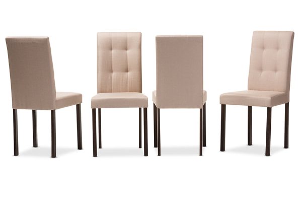 Baxton Studio Andrew Modern and Contemporary Beige Fabric Upholstered Grid-tufting Dining Chair (Set of 4) For Cheap - Image 2