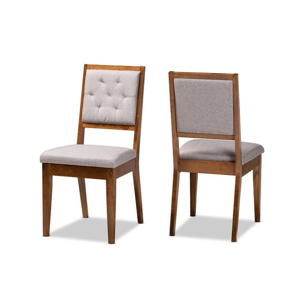 Baxton Studio Gideon Modern and Contemporary Grey Fabric Upholstered and Walnut Brown Finished Wood 2-Piece Dining Chair Set Discount - Image 2