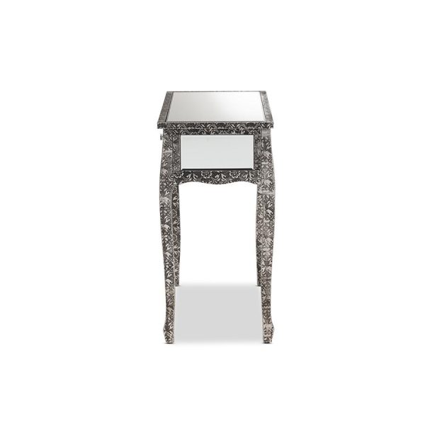 Baxton Studio Wycliff Industrial Glam and Luxe Silver Finished Metal and Mirrored Glass 2-Drawer Console Table Fashion - Image 4