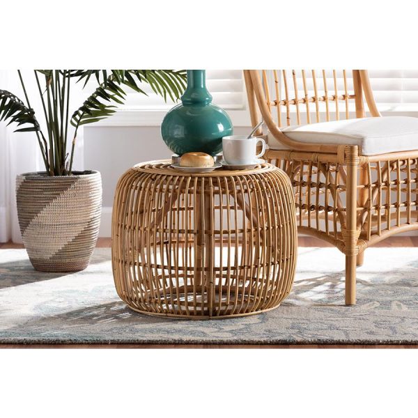 Baxton Studio Maverick Modern Bohemian Natural Brown Rattan End table For Discount - Image 2