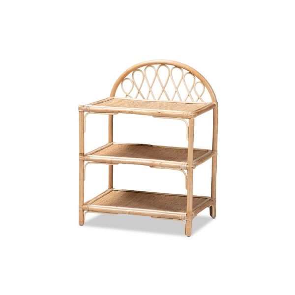 Baxton Studio Redell Modern Bohemian Natural Brown Rattan 3-Tier Display Shelf For Discount