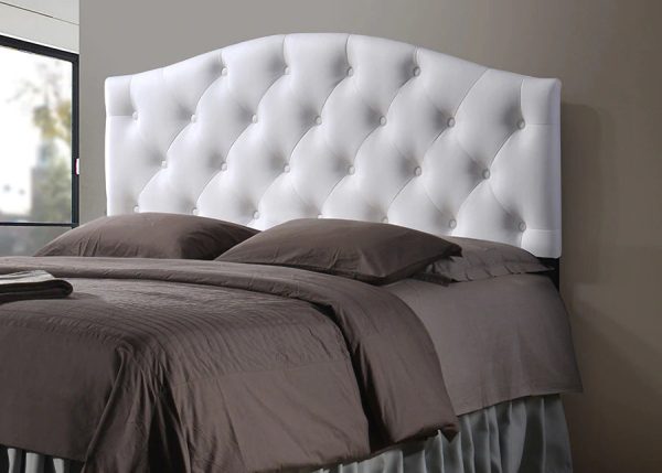 Baxton Studio Myra Modern Full Size White Faux Leather Upholstered Headboard For Cheap
