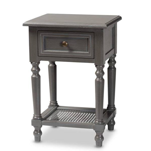 Baxton Studio Sheldon Modern and Contemporary Vintage Grey Finished Wood 1-Drawer Nightstand Online now - Image 2