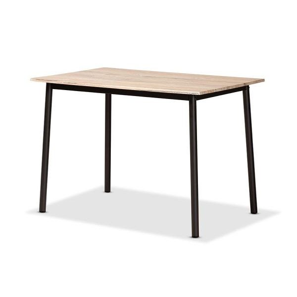 Baxton Studio Carmen Modern and Contemporary Oak Brown Finished Wood and Dark Brown Metal 5-Piece Dining Set Supply - Image 4
