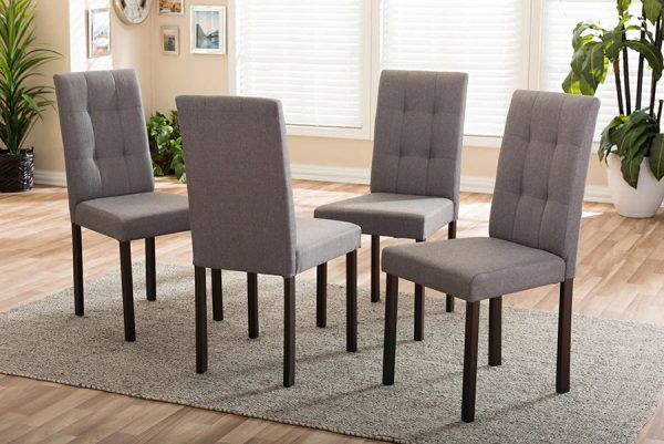 Baxton Studio Andrew Modern and Contemporary Beige Fabric Upholstered Grid-tufting Dining Chair (Set of 4) For Cheap - Image 4