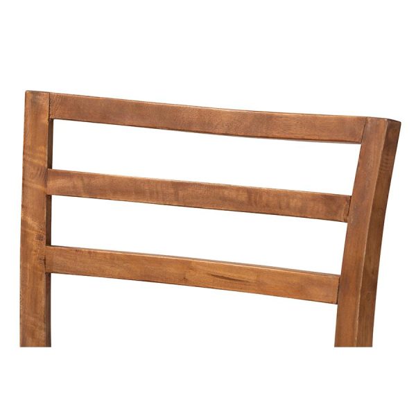 Baxton Studio Arthur Mid-Century Modern Walnut Brown Finished Wood and Natural Rattan 2-Piece Dining Chair Set on Sale - Image 4