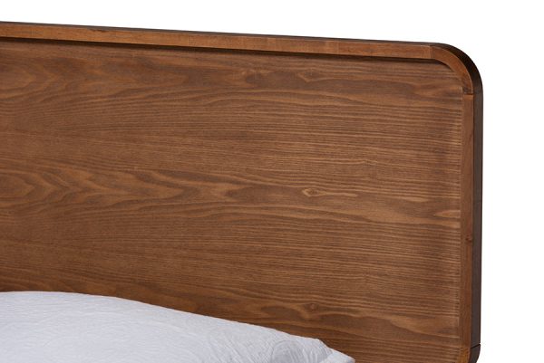 Baxton Studio Leola Mid-Century Modern Transitional Walnut Brown Finished Wood Twin Size Platform Bed Supply - Image 5