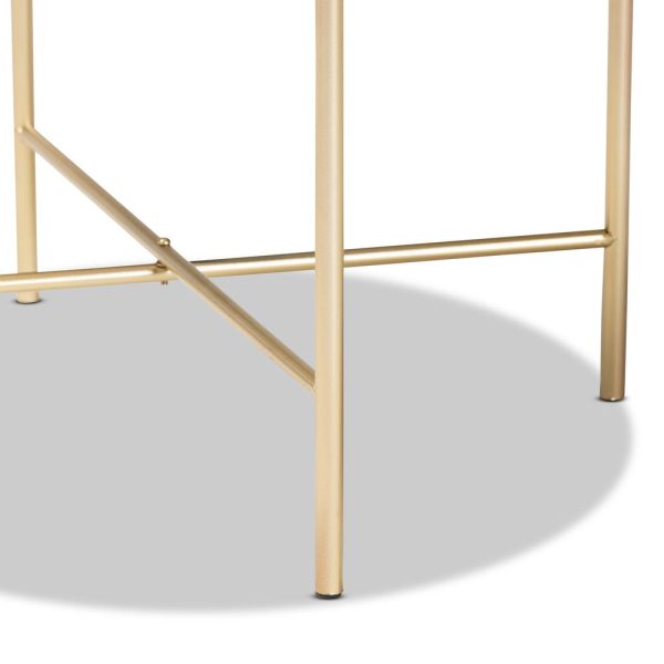 Baxton Studio Maddock Modern and Contemporary Gold Finished Metal End Table with Marble Tabletop For Sale - Image 3