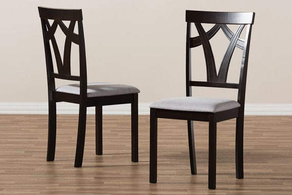 Baxton Studio Sylvia Modern and Contemporary Grey Fabric Upholstered and Dark Brown Finished Dining Chair (Set of 2) For Cheap - Image 3