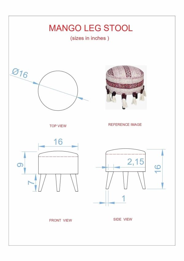 Serramanna Dark Red Patterned Ottoman Online Sale - Image 3
